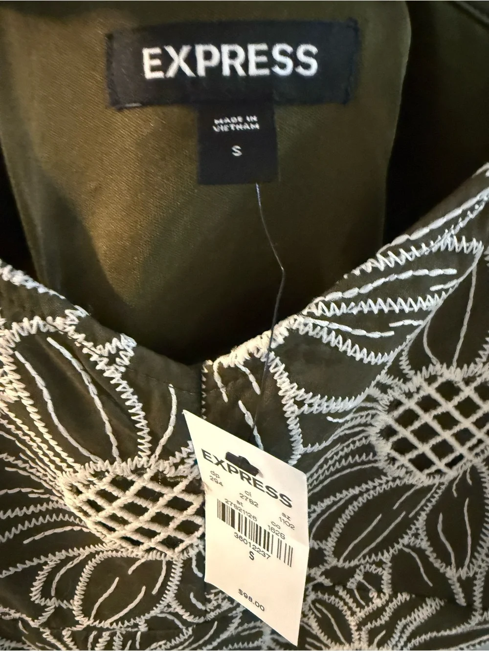EXPRESS Floral Lace Overlay Slip Dress - Olive & White, S, NWTs